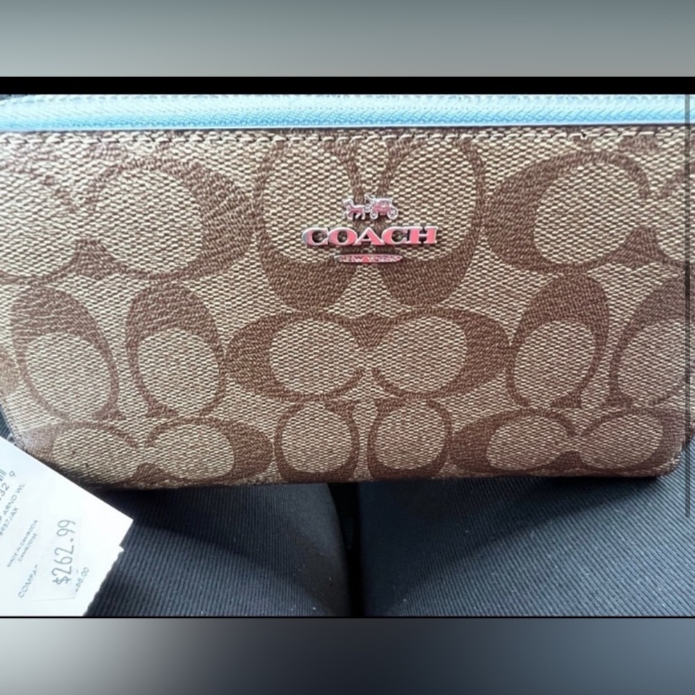 Coach Brown and Blue Wristlet Wallet - Picture 6 of 8
